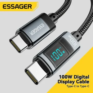 100W 5A hızlı şarj Type-C kablosu, dijital ekranlı