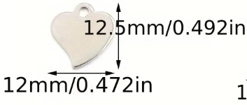 12mm paslanmaz çelik kalp kolye ucu, şık ve dayanıklı