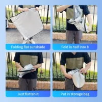 Katlanabilir ön cam güneşliği, kolay taşıma ve tam koruma sağlar.