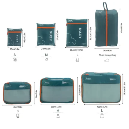 Seyahat düzenleyici seti, 7 parçalı, polyester, dayanıklı