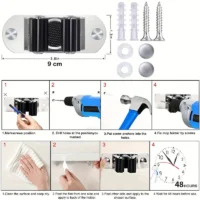 Duvara monte paslanmaz çelik mop ve süpürge tutucu
