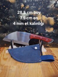 Paduk saplı, 28,5 cm şef bıçağı, mavi kılıfı ile.