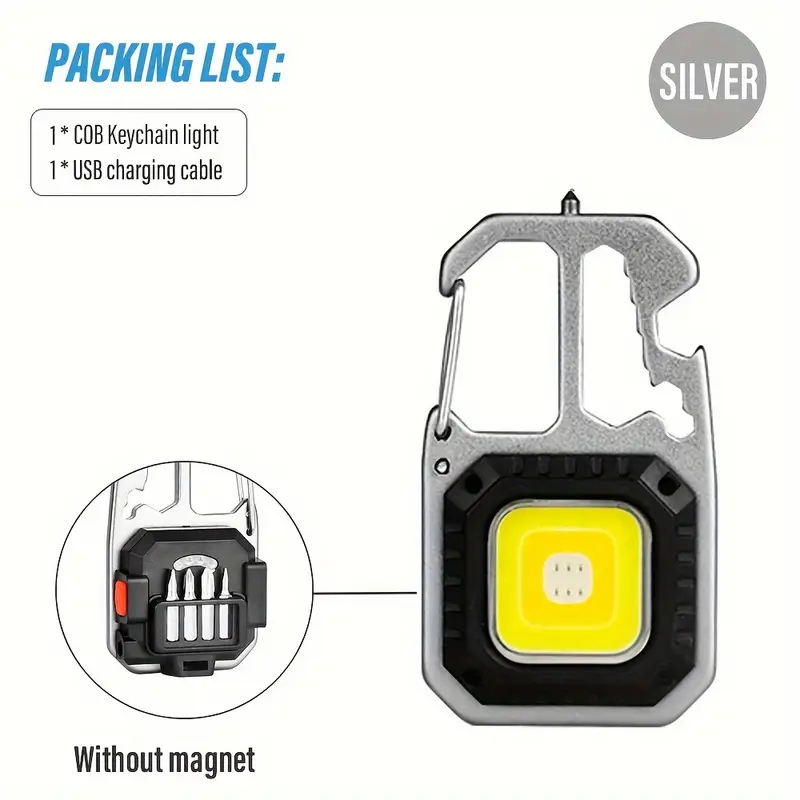 Taşınabilir anahtarlık feneri, kamp ve günlük kullanım için ideal.