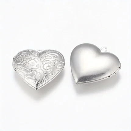 28mm kalp şekilli, kapaklı kolye uçları