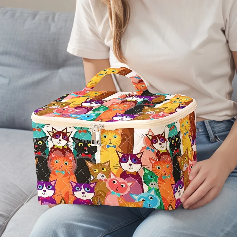 Kedi Desenli Organizer Makyaj Çantası Kedi desenli sevimli organizer makyaj çantası