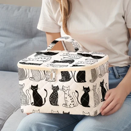 Kedi desenli sevimli makyaj çantası, kozmetik düzenleyici