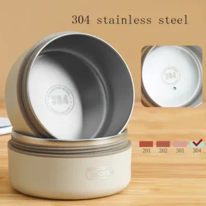 Paslanmaz çelik çok katlı yemek kabı, sıcak ve soğuk yiyecekler için ideal.