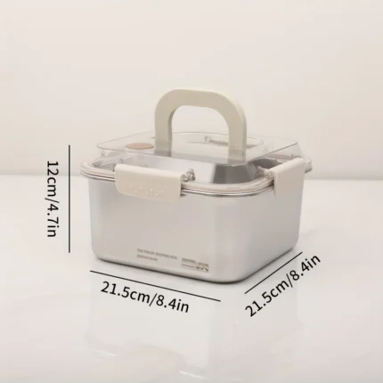 Paslanmaz çelik yemek kapları, taşıma sapı ile.