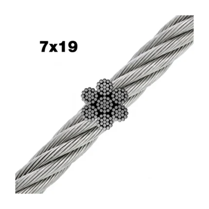 Paslanmaz çelik 316 kalite 7x19 halat, dayanıklı ve güçlü.