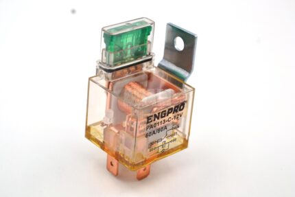 Kırmızı LED'li, şeffaf mini role, sigortalı ve dirençli.