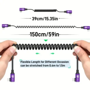 Sarmal Type-C dirsek kablosu, hızlı şarj, dayanıklı