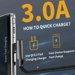 USB-A ve Type-C dirsek kablosu, 60W hızlı şarj desteği.