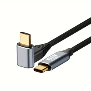 USB-C dirsek kablo, 10Gbps veri transferi, 100W güç desteği.