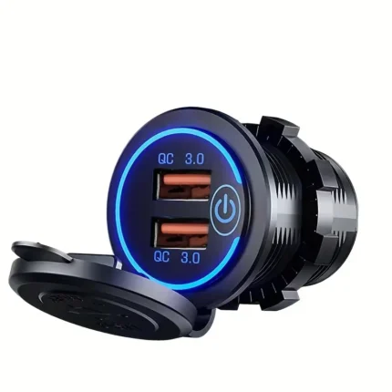 Vidalı çift USB çıkışlı şarj adaptörü, araç ve tekne için.